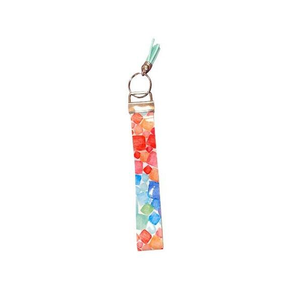☀️3/$12☀️ Geometric Square Pattern Keychain Wristlet - Picture 1 of 4